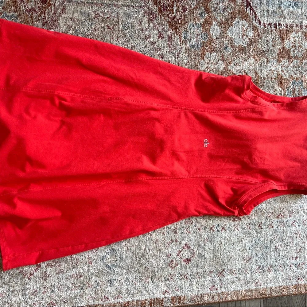 ALO Alosoft Carefree 1/2 Zip Dress in Red Hot Summer L - Picture 4 of 6